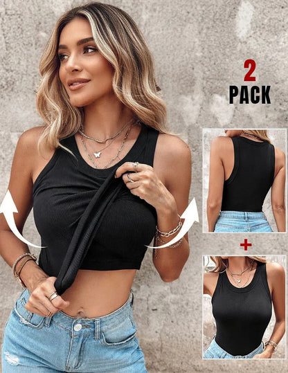 Ribbed Built-In Bra Tank Top